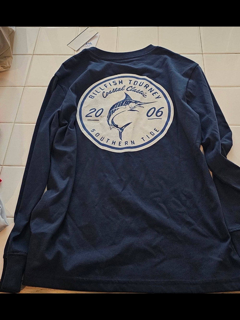 Southern Tide Navy Long-Sleeve Billfish Graphic Tee